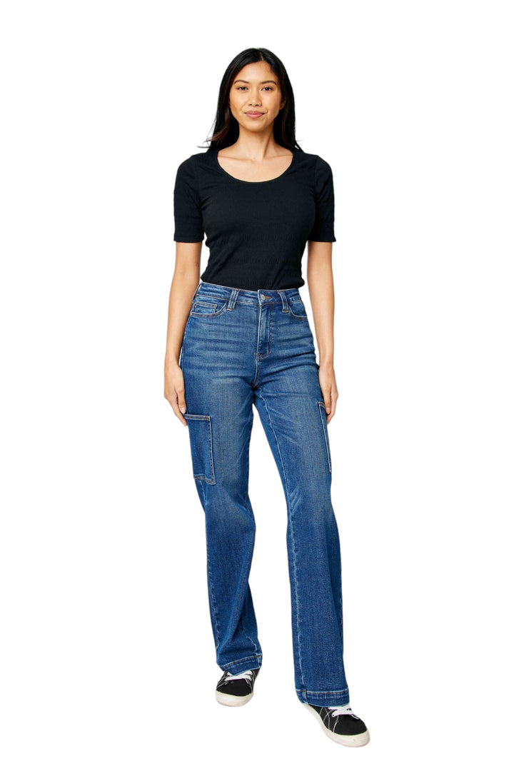 High Waisted Cargo Wide Leg Judy Blue Jeans