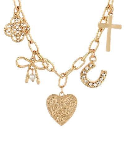 Bow & Heart Charm Necklace