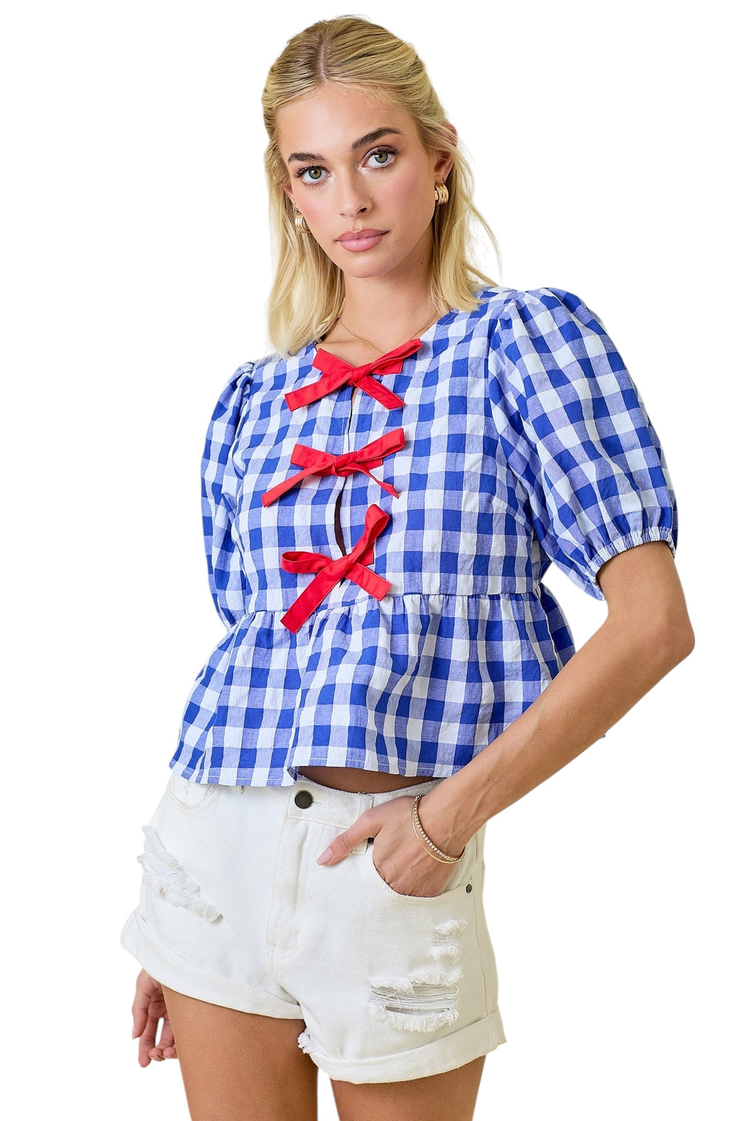 Boone Gingham Tie Top