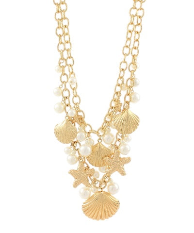 Layered Shell & Pearl Necklace