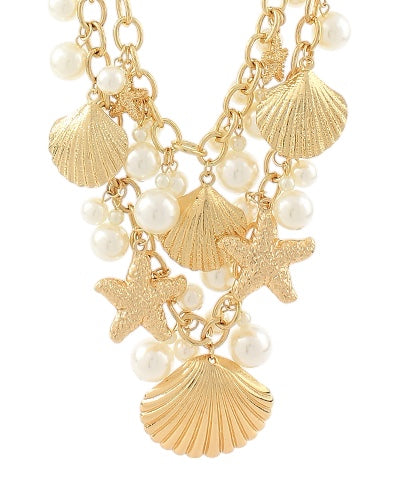 Layered Shell & Pearl Necklace