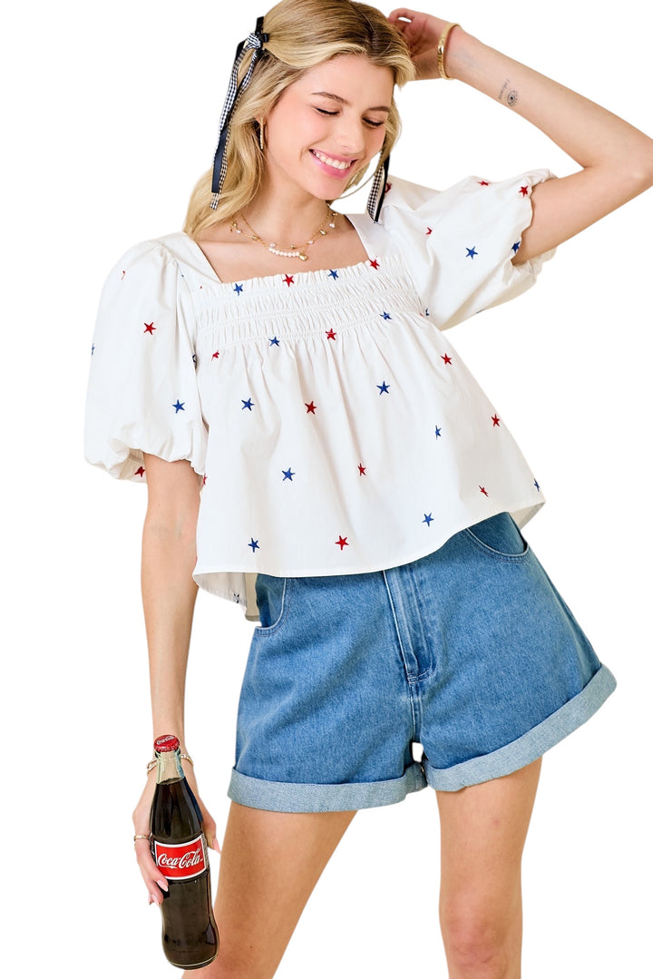 Sayre Stars Poplin Top