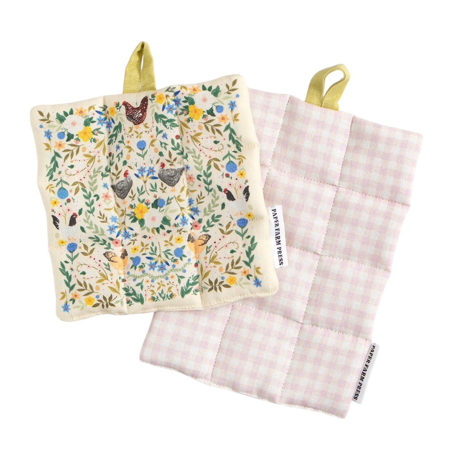 Chickens & Flowers Potholder Set