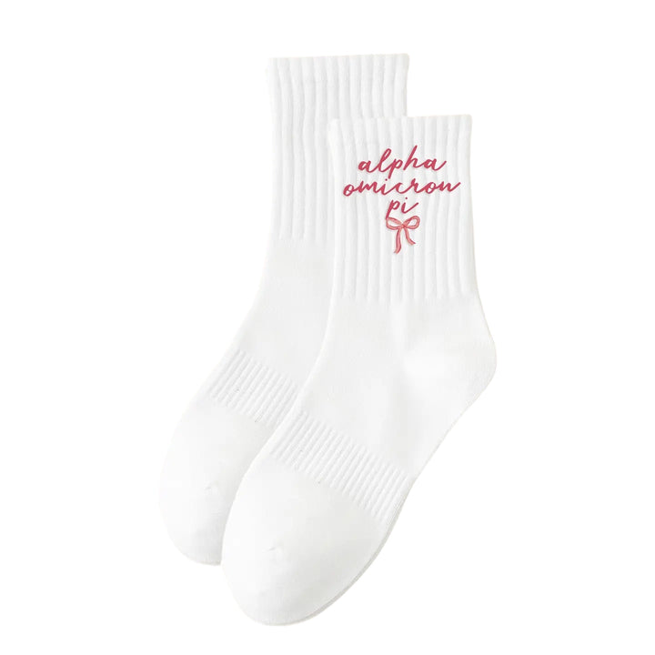 Embroidered Sorority Crew Socks