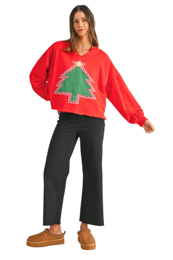 Finch Applique Tree Pullover