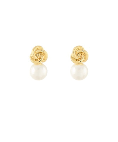 Twisted Brass & Pearl Earrings