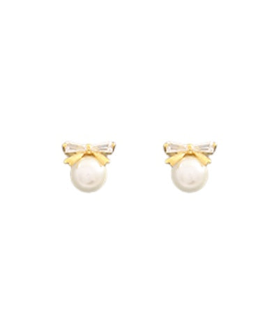 Ribbon & Pearl Studs