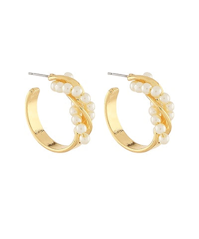 Twisted Pearl Open Hoops