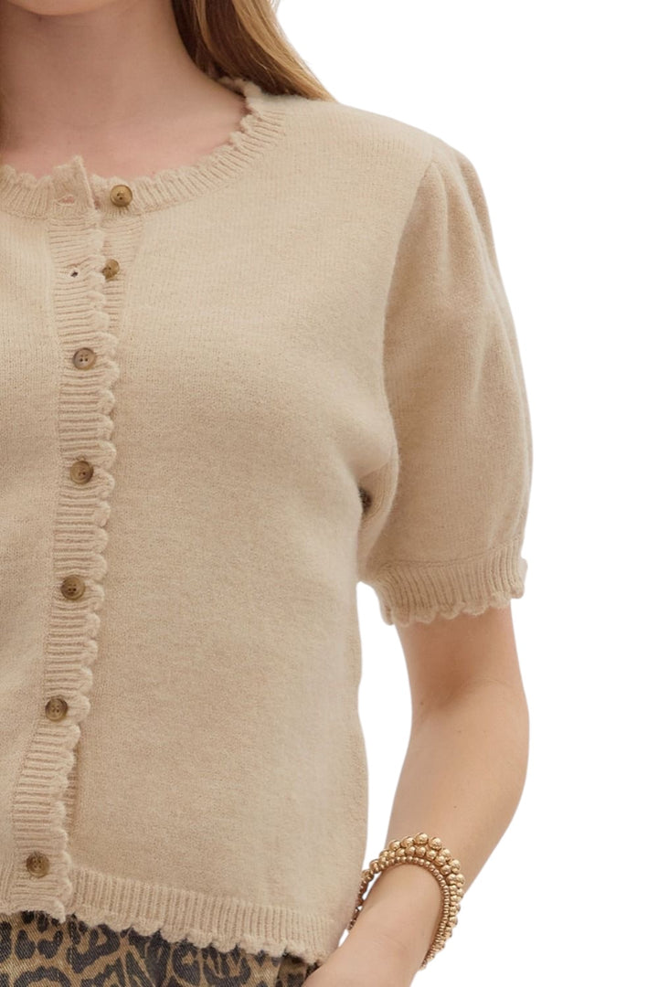 Teague Scallop Short Sleeve Sweater