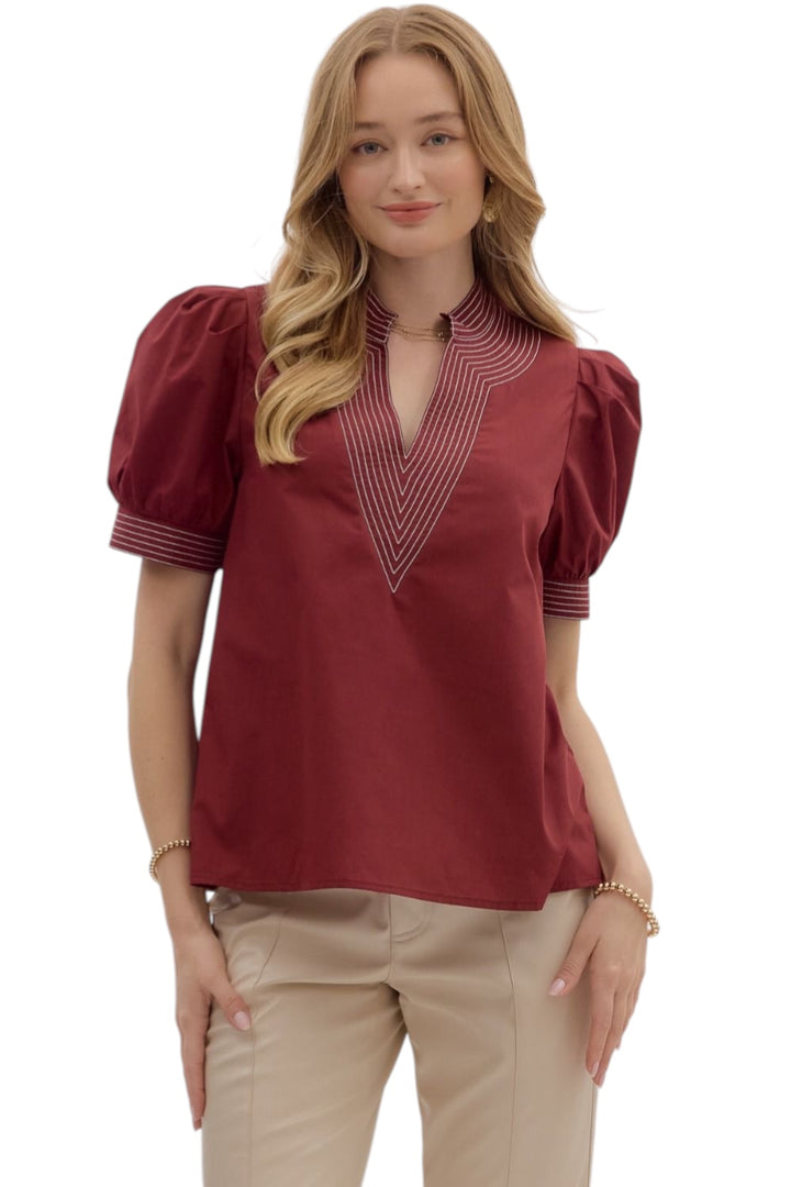 Baker Contrast Stitch Top
