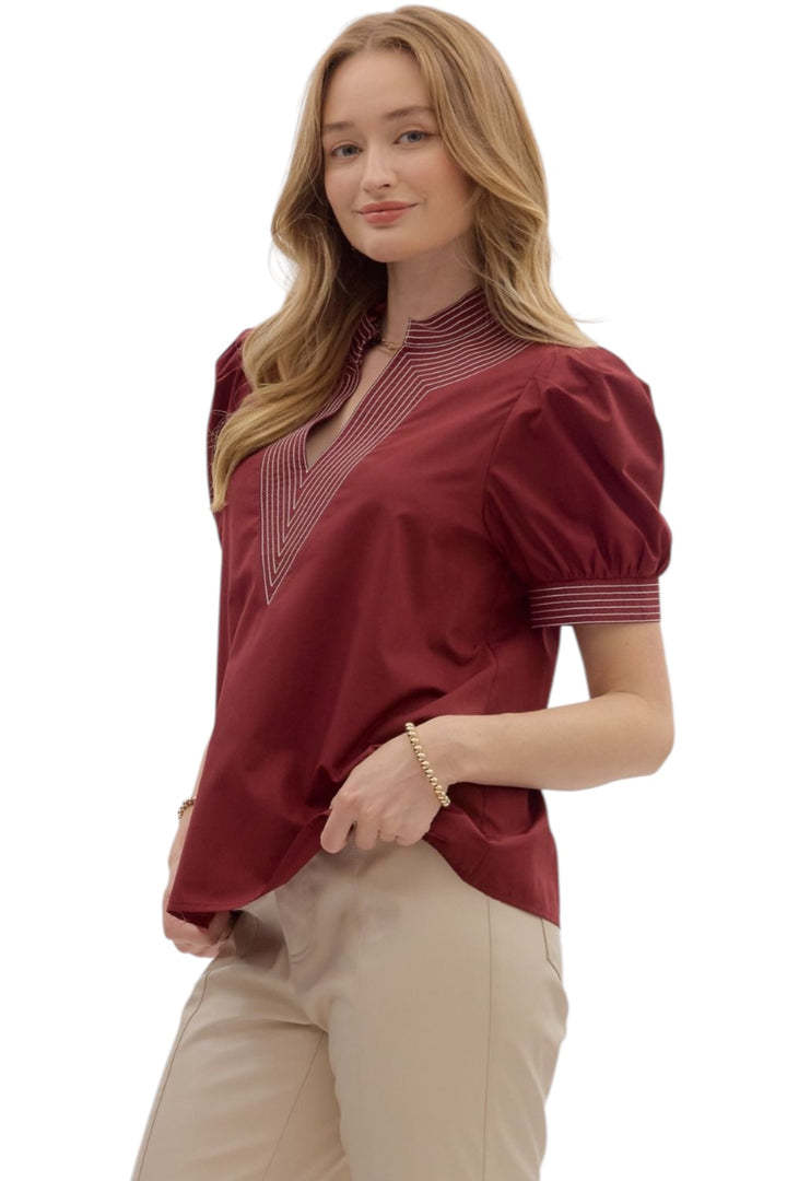 Baker Contrast Stitch Top