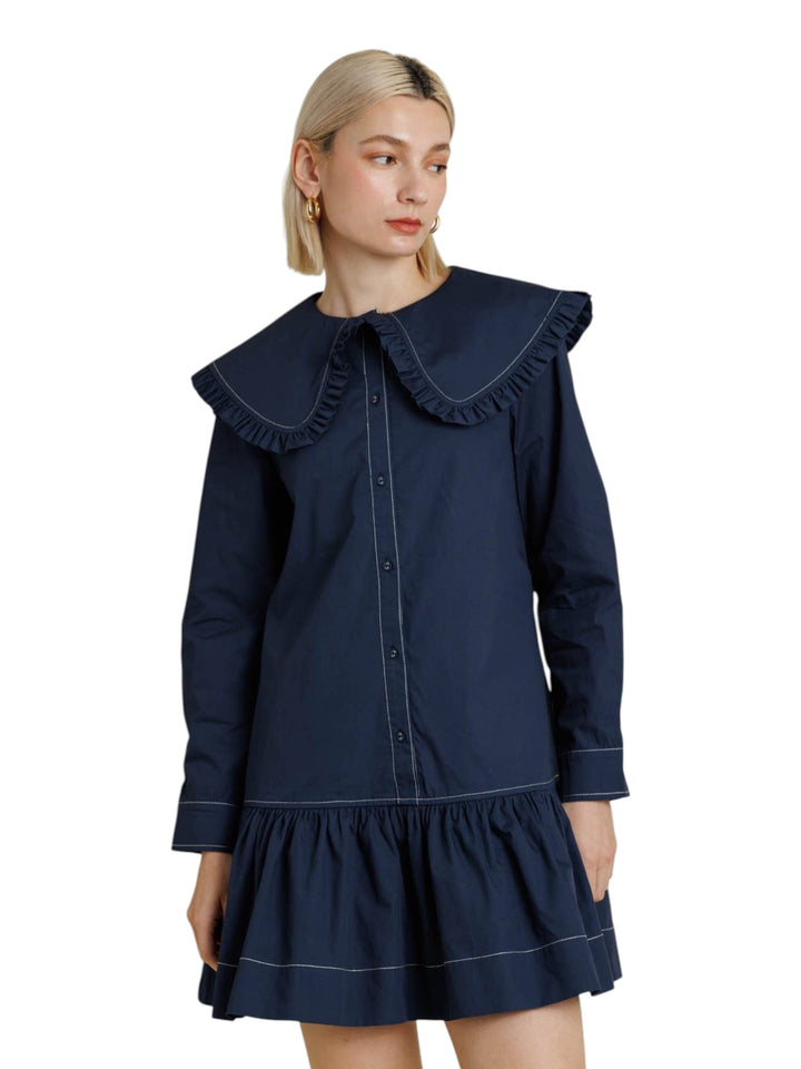 Clarins Oversized Collar Mini Dress