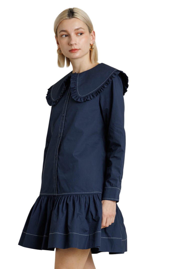 Clarins Oversized Collar Mini Dress