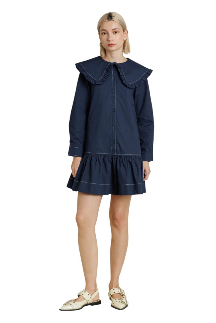 Clarins Oversized Collar Mini Dress