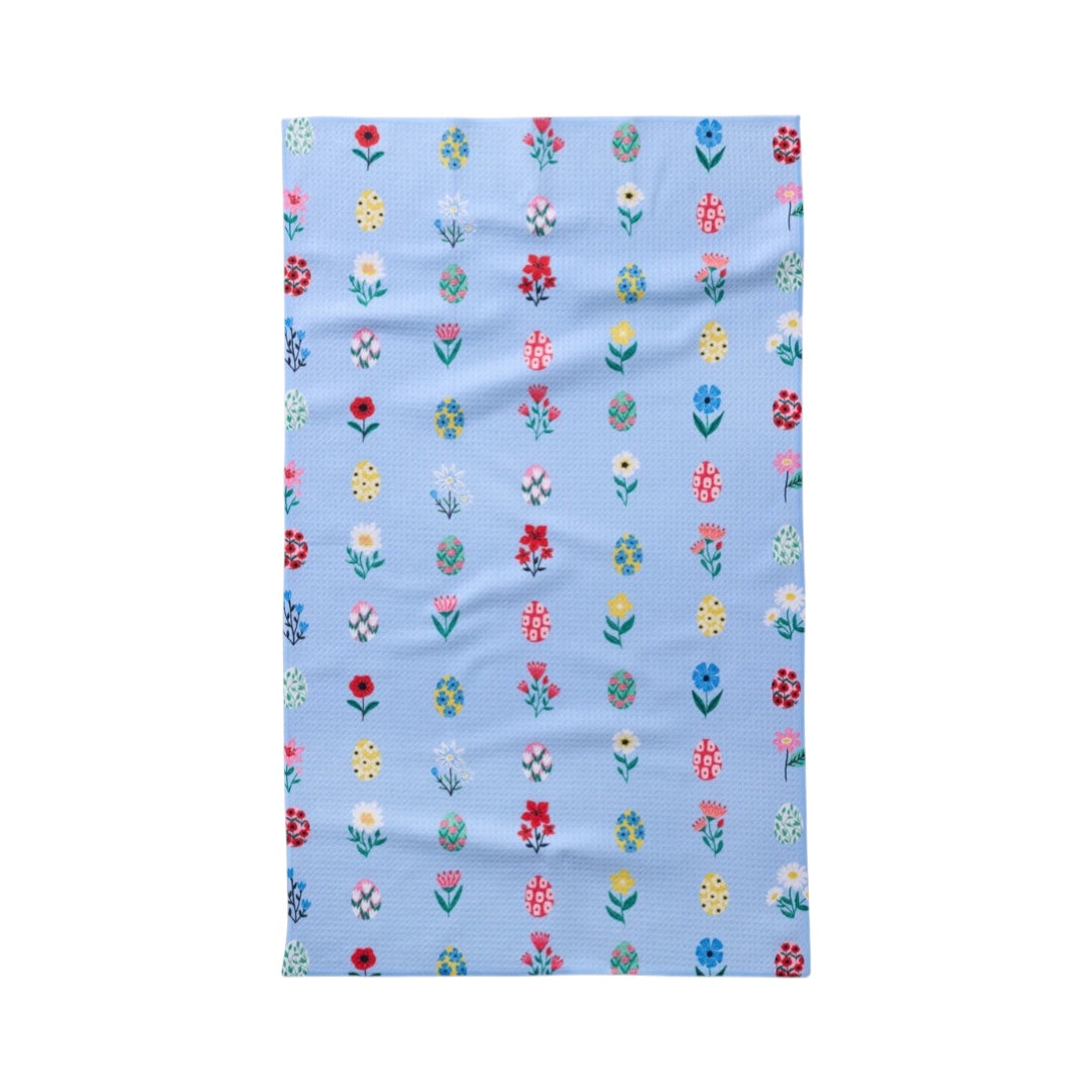 Spring Wildflowers Geometry Kitchen Tea Towel
