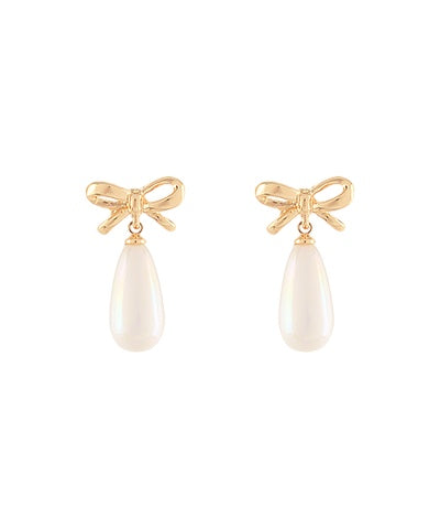 Bow & Pearl Drop Earrings