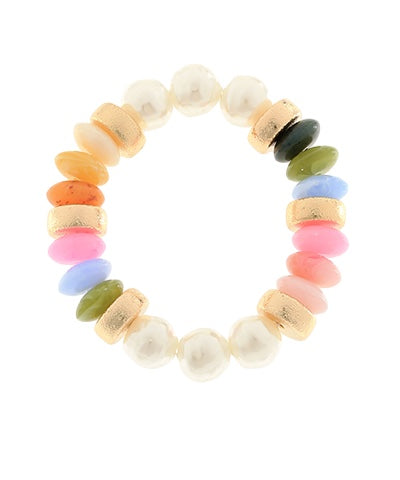 Pearl & Color Rondelle Bracelet