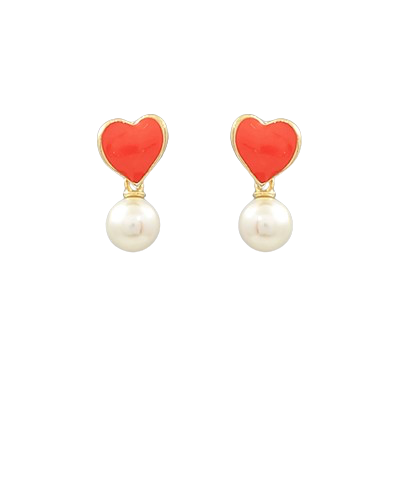Linked Pearl & Heart Earrings