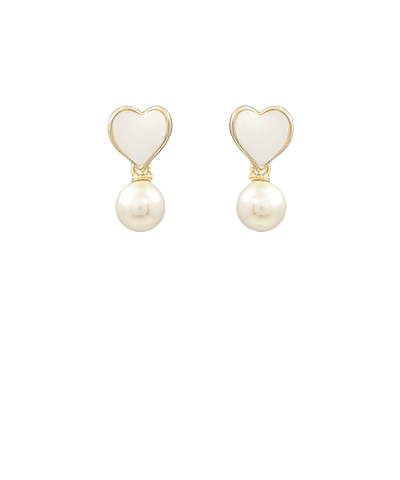 Linked Pearl & Heart Earrings