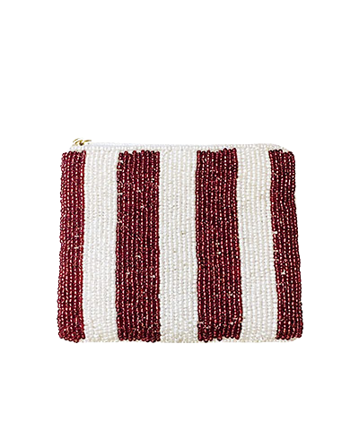 Game Day Striped Beaded Coin Purse