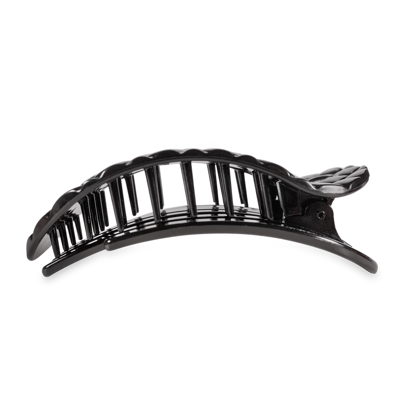 Jet Black Quilted Large Flat Round Teleties Clip