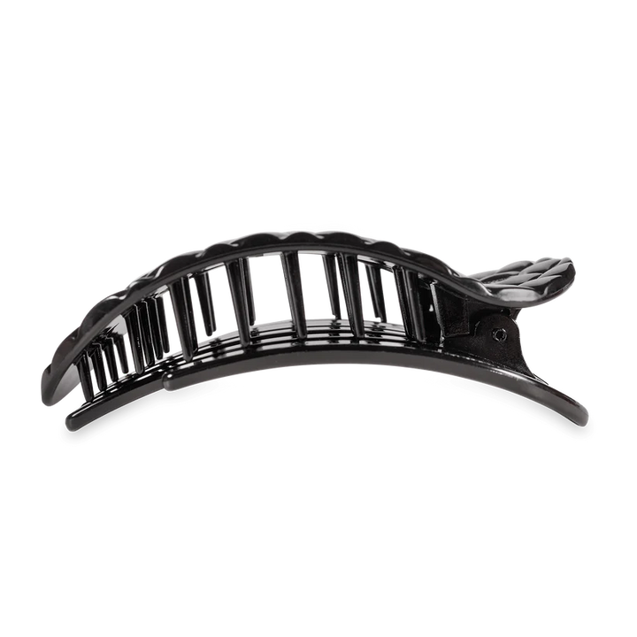 Jet Black Quilted Large Flat Round Teleties Clip