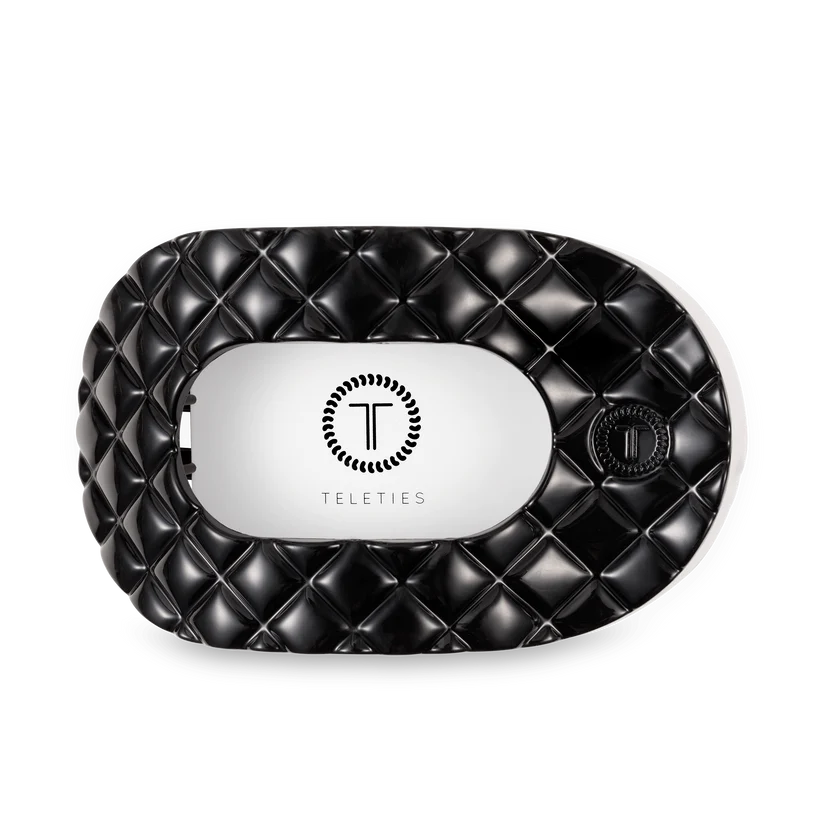 Jet Black Quilted Large Flat Round Teleties Clip