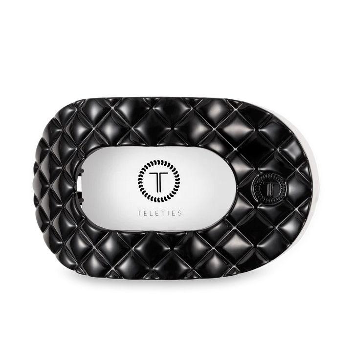 Jet Black Quilted Large Flat Round Teleties Clip