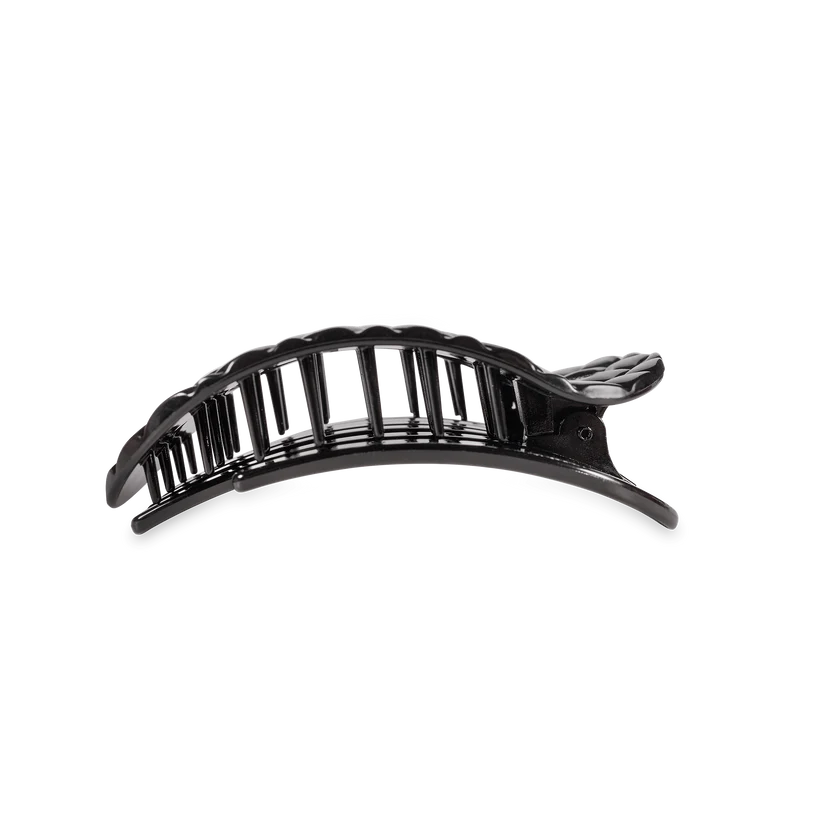 Jet Black Quilted Medium Flat Round Teleties Clip