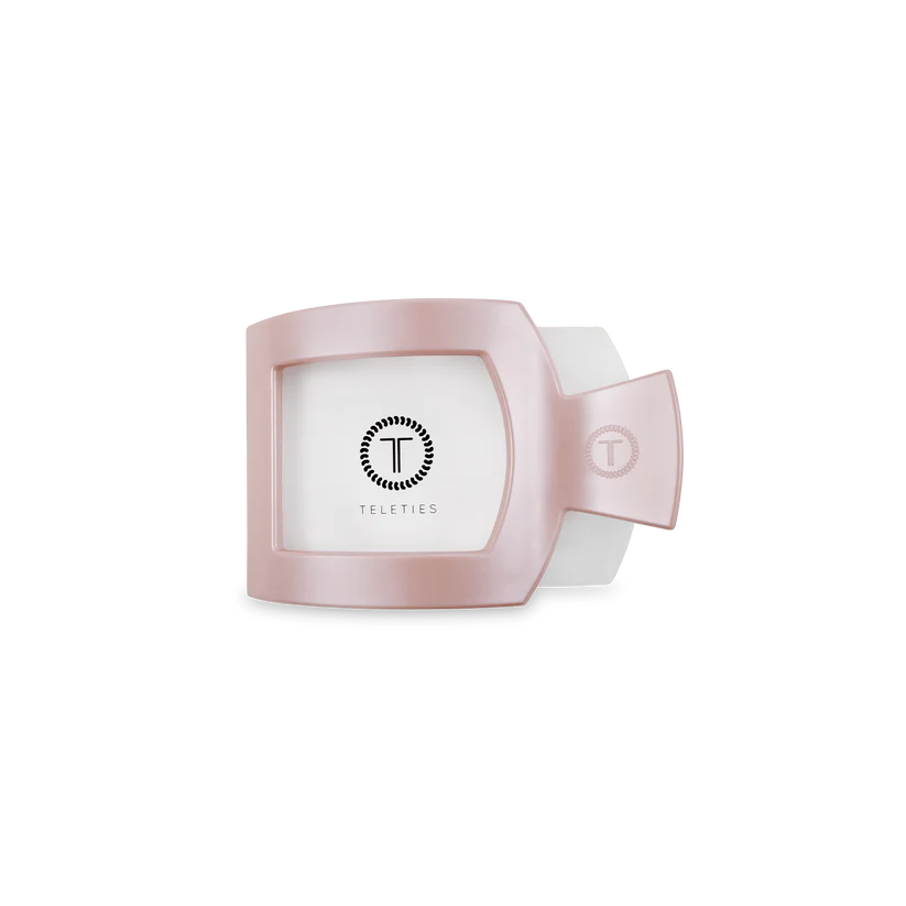 Pearly Pink Small Flat Square Teleties Clip