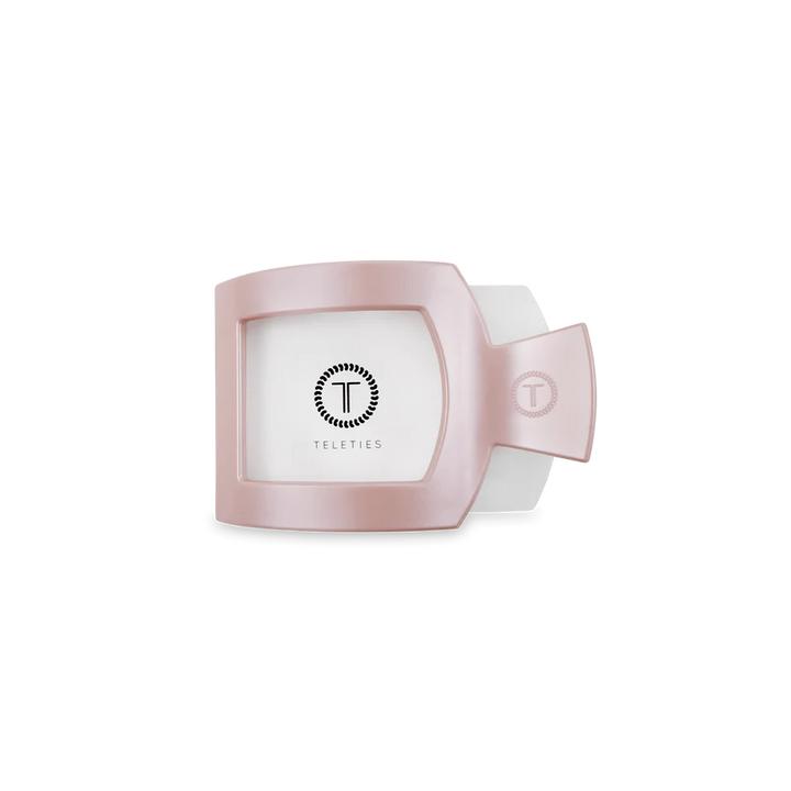 Pearly Pink Small Flat Square Teleties Clip