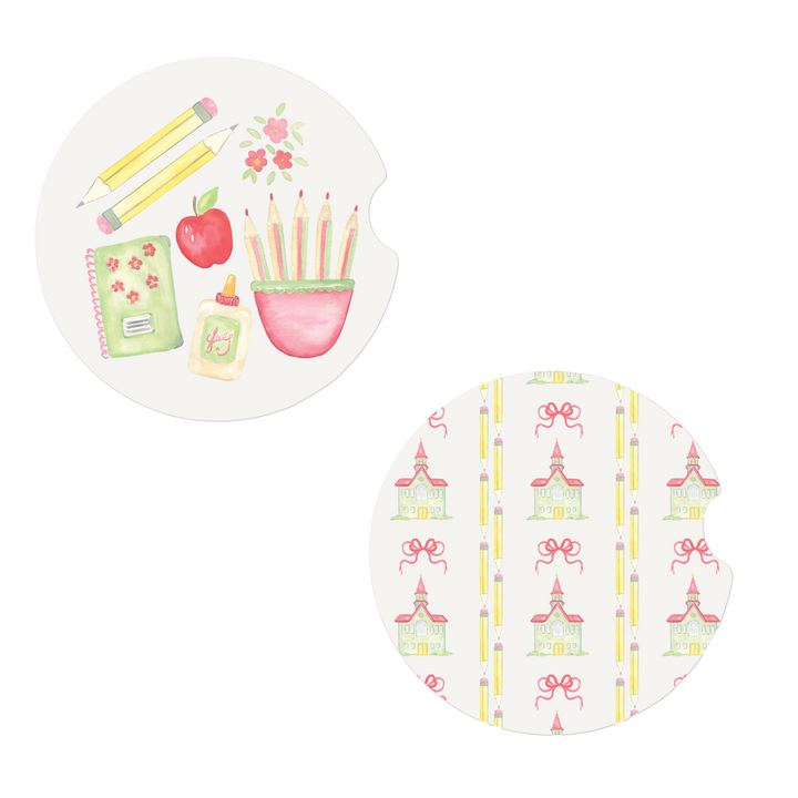 Schoolhouse Car Coaster Set