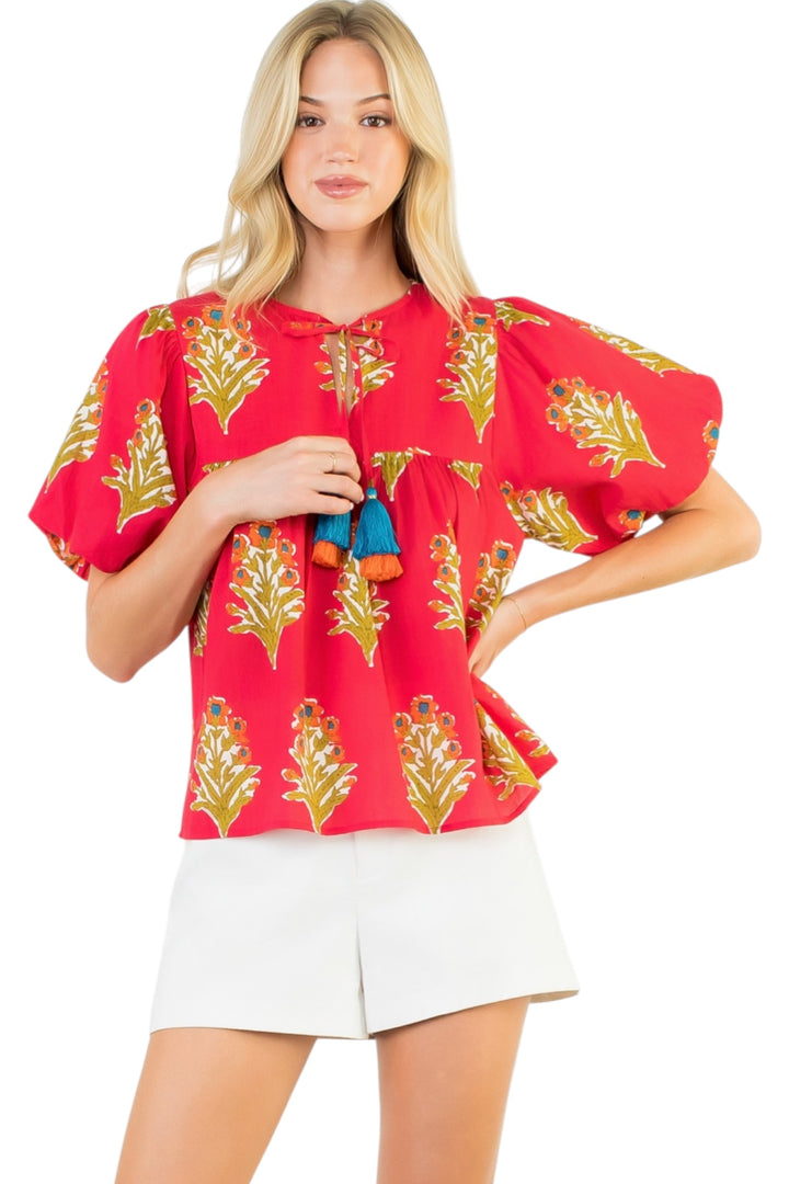 Lawry Floral Tassel Top