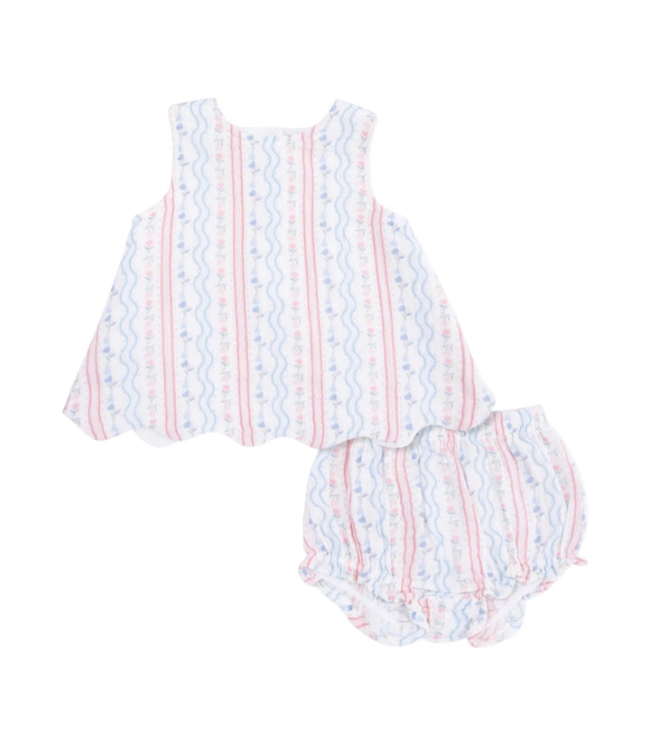 Tulip Stripe Scallop Top & Bloomer