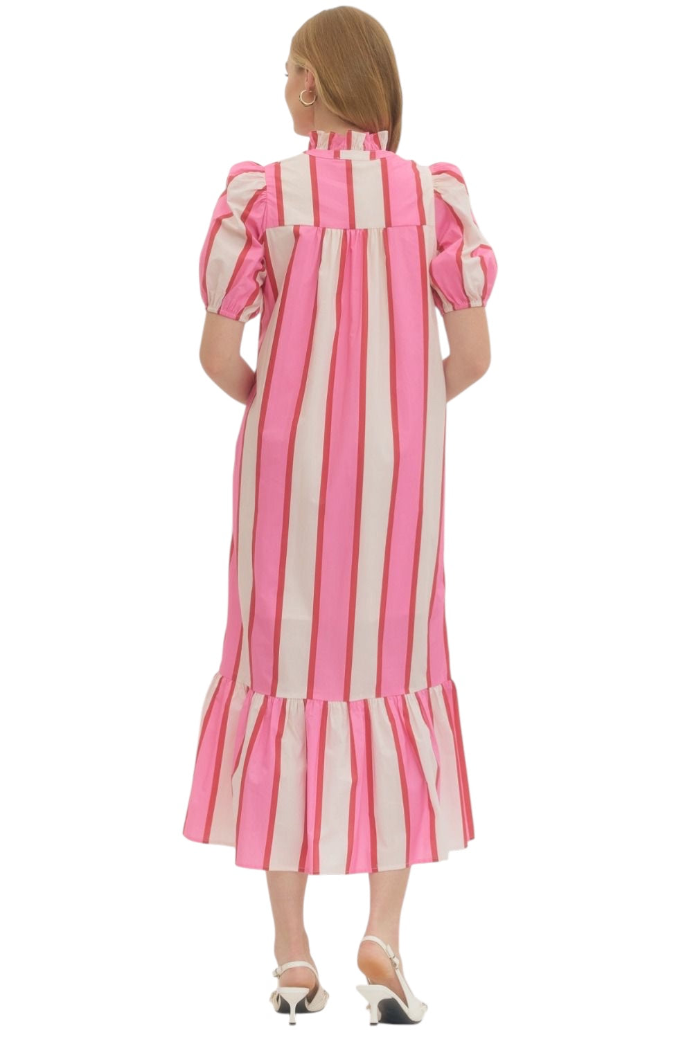 Corder Striped Midi Dress