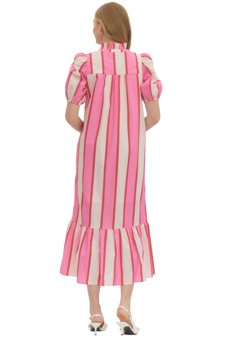 Corder Striped Midi Dress