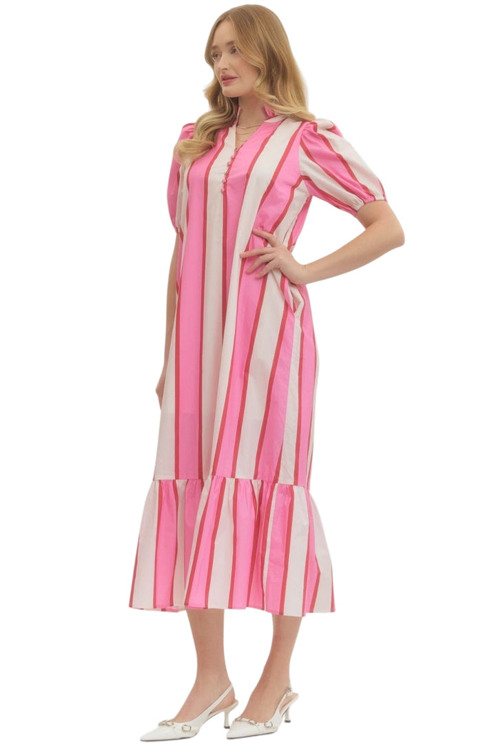 Corder Striped Midi Dress