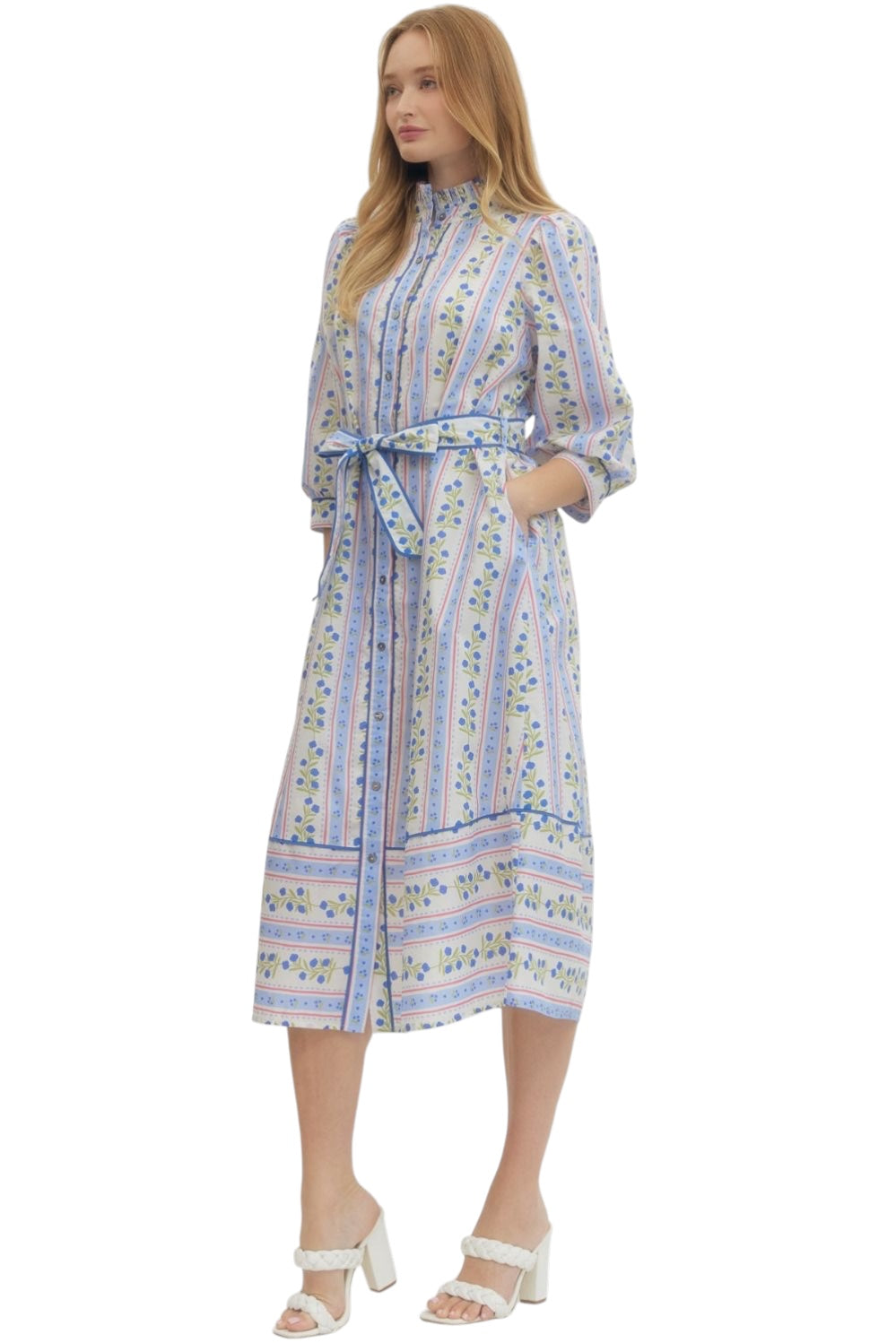 Wren Floral Stripe Midi Dress