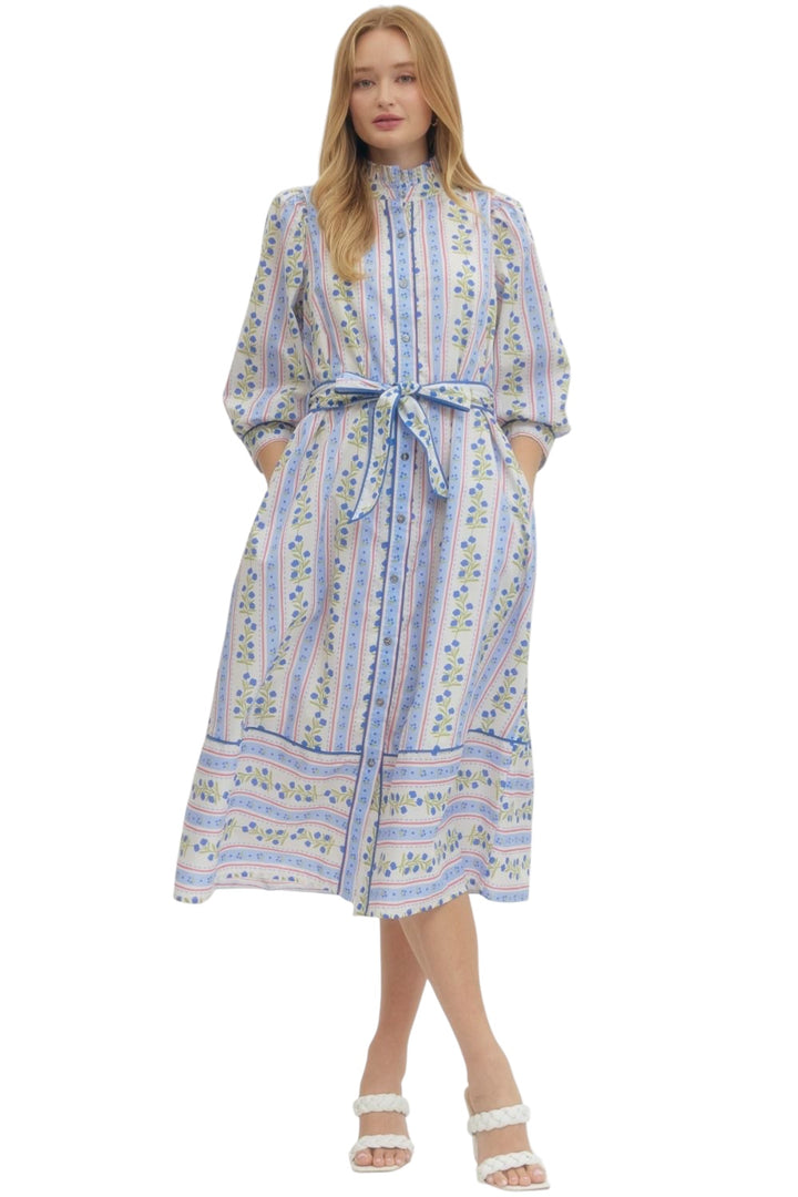 Wren Floral Stripe Midi Dress