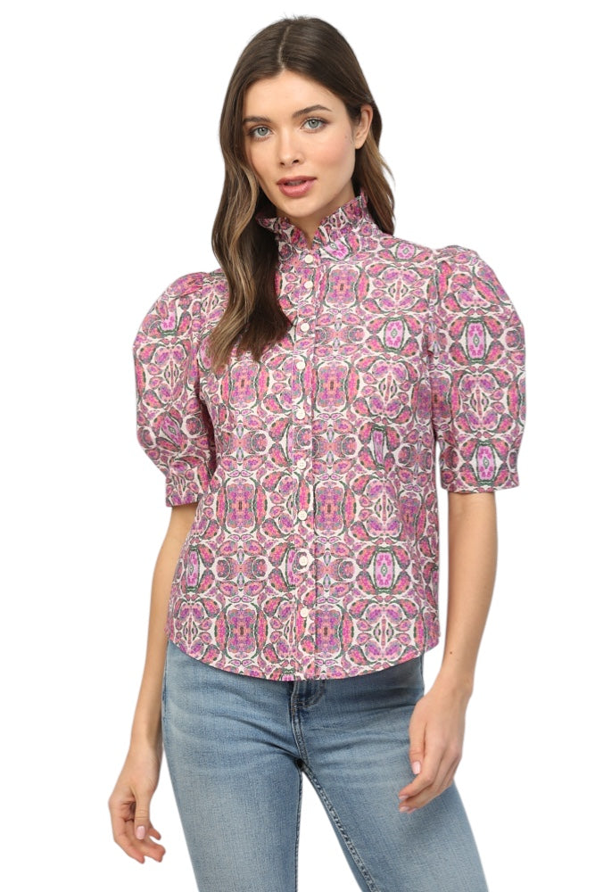 Draper Printed Puff Sleeve Top