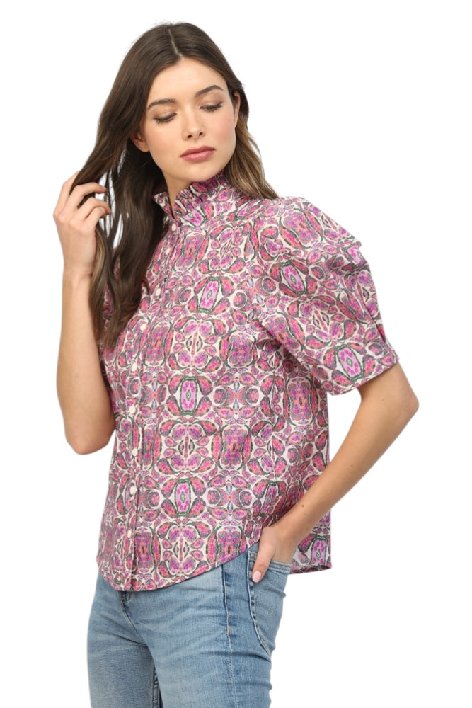 Draper Printed Puff Sleeve Top