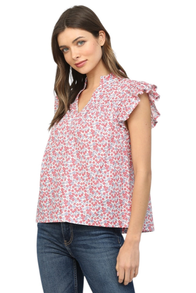 Dutson Flutter Sleeve Top