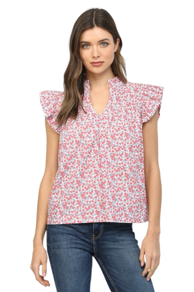 Dutson Flutter Sleeve Top