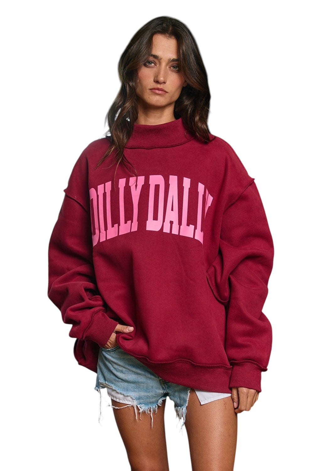 Dilly Dally Mock Neck Sweatshirt