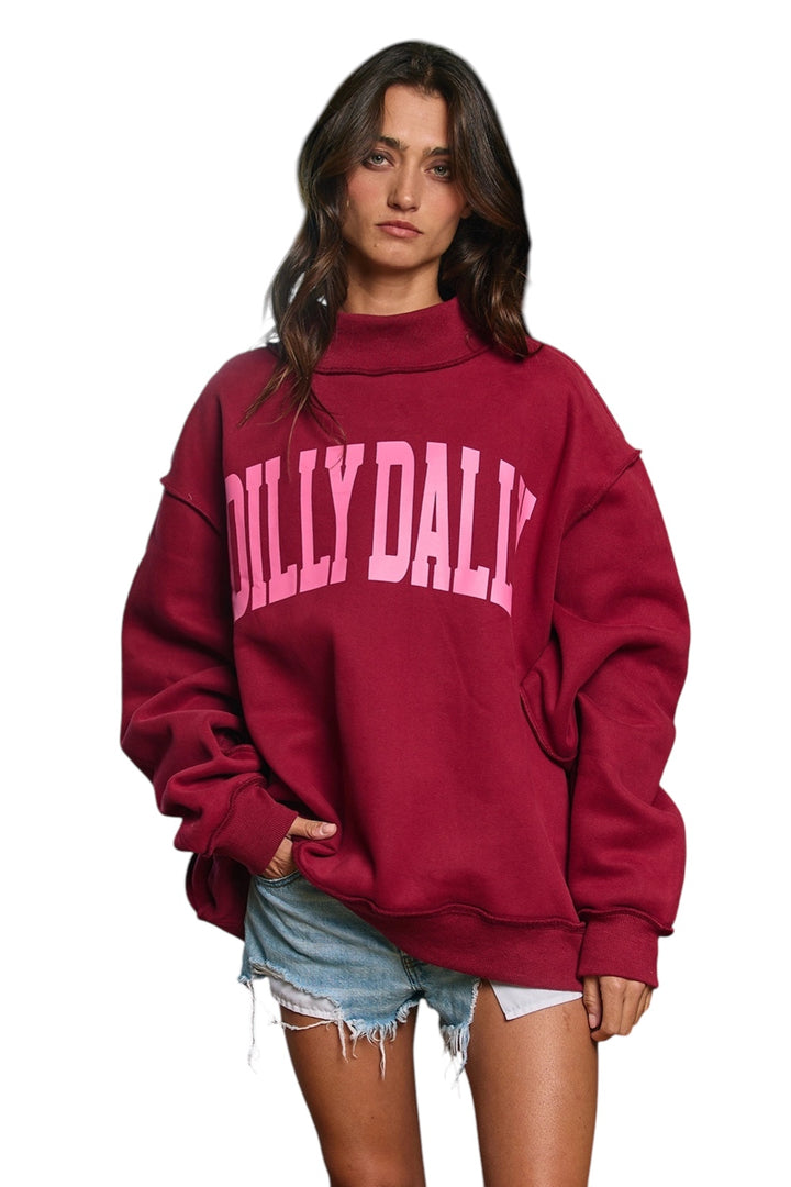 Dilly Dally Mock Neck Sweatshirt