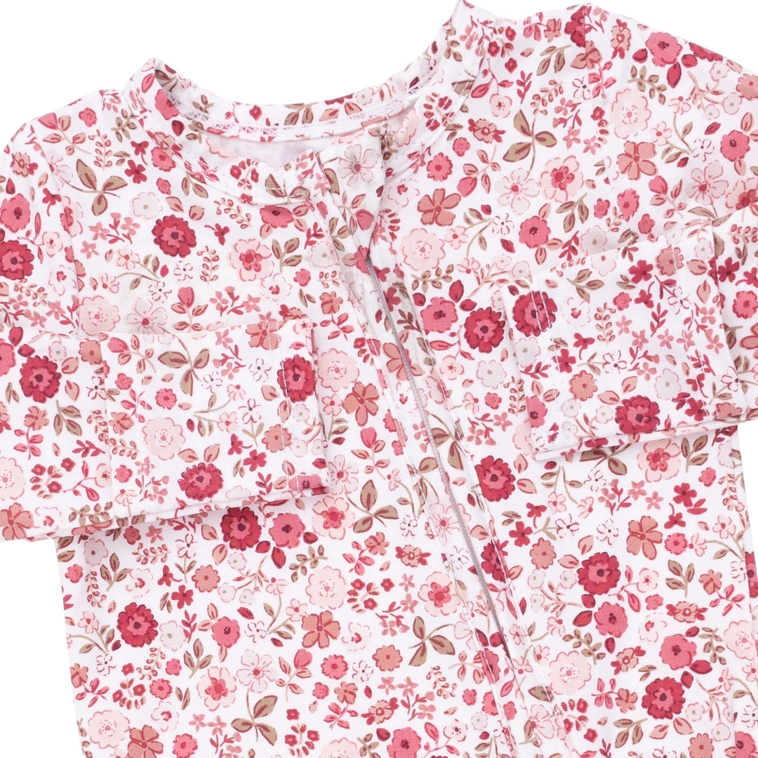 Serene Floral Ruffle 2 Way Zipper Footie