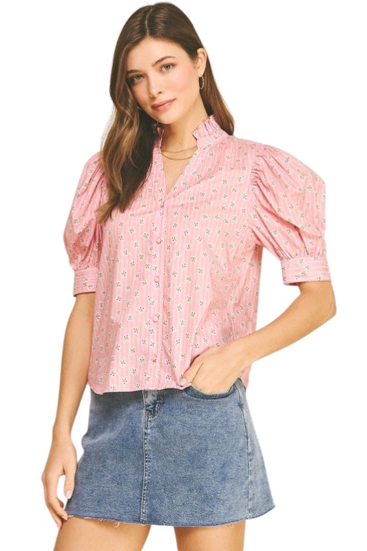 Willis Floral Balloon Sleeve Top