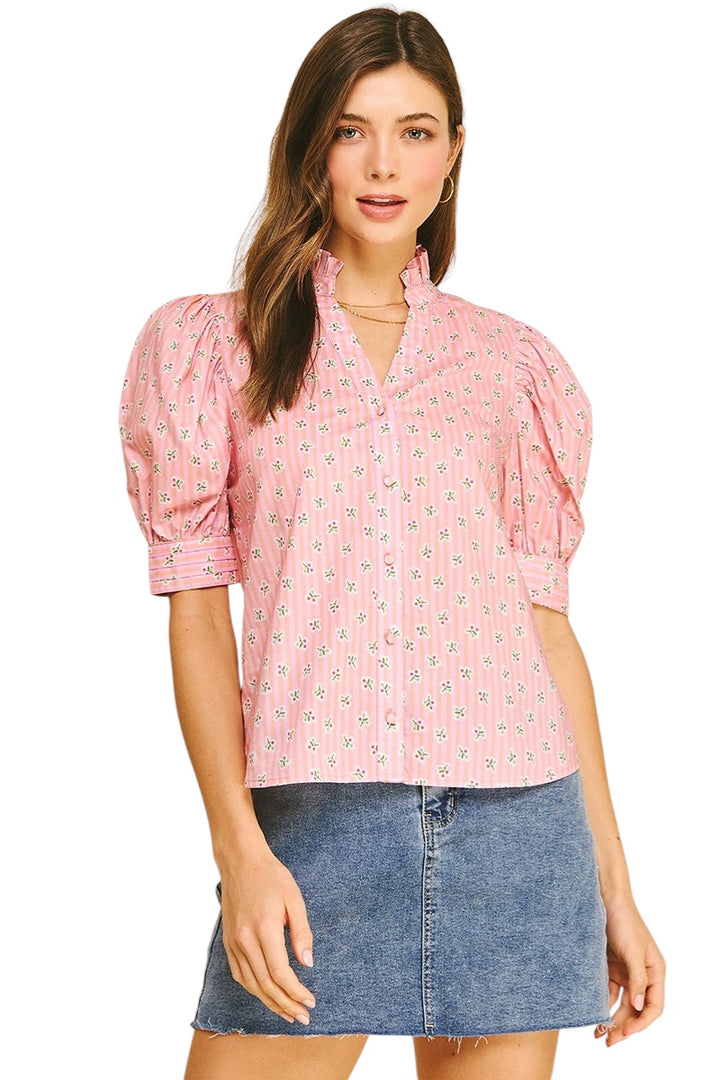 Willis Floral Balloon Sleeve Top