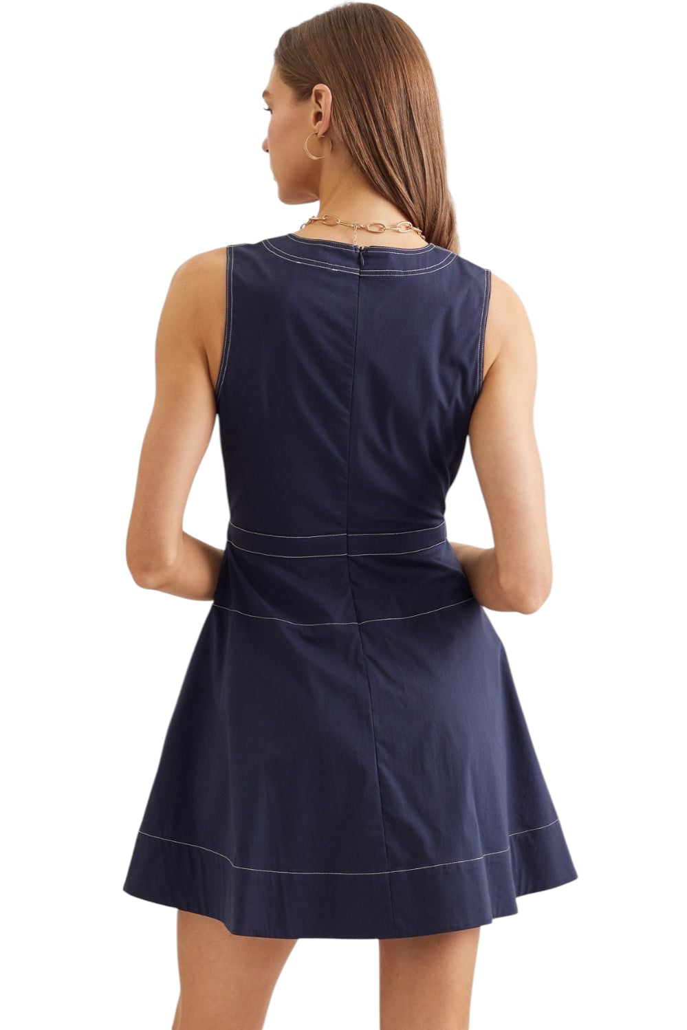 Hunter Contrast Stitch Mini Dress