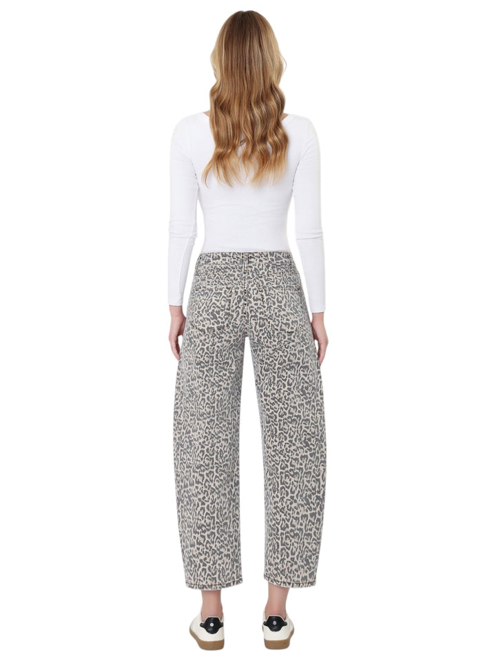 Phoebe Leopard Barrel Jeans